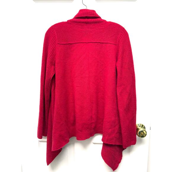 Cynthia Rowley 100% Cashmere Sweater Red Waterfall Cardigan Lightweight Size S - Picture 2 of 5